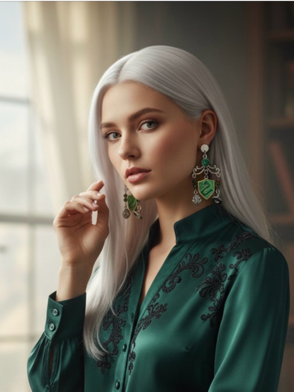 SGC619 Slytherin Harry Potter dangle earrings